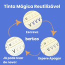 KIT Com 4 Cadernos Mágico de Caligrafia Reutilizável + 1 Caneta Mágica com 10 refis + 1 Suporte de Escrita + Brinde Exclusivo