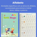 KIT Com 4 Cadernos Mágico de Caligrafia Reutilizável + 1 Caneta Mágica com 10 refis + 1 Suporte de Escrita + Brinde Exclusivo