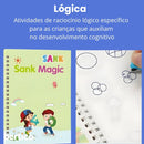 KIT Com 4 Cadernos Mágico de Caligrafia Reutilizável + 1 Caneta Mágica com 10 refis + 1 Suporte de Escrita + Brinde Exclusivo