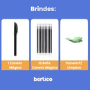 KIT Com 4 Cadernos Mágico de Caligrafia Reutilizável + 1 Caneta Mágica com 10 refis + 1 Suporte de Escrita + Brinde Exclusivo